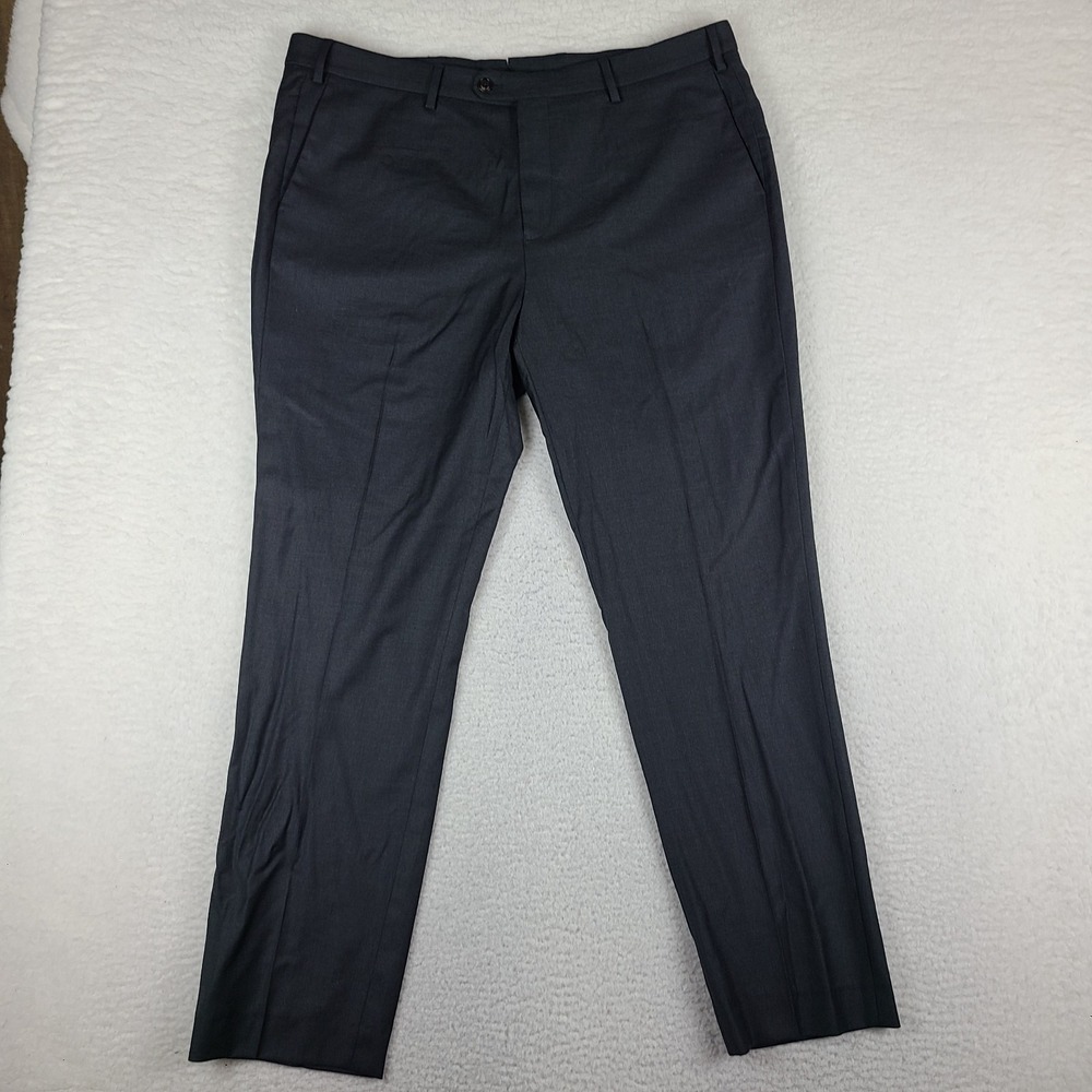 Peter Millar Dress Pants Mens 40x32 Dark Gray Straight Leg Crown Crafted Wool